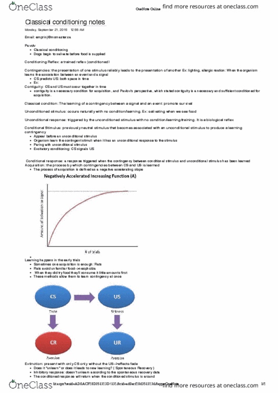 PSYCH 1X03 Lecture Notes - Lecture 2: Classical Conditioning, Contiguity, Microsoft Onenote thumbnail