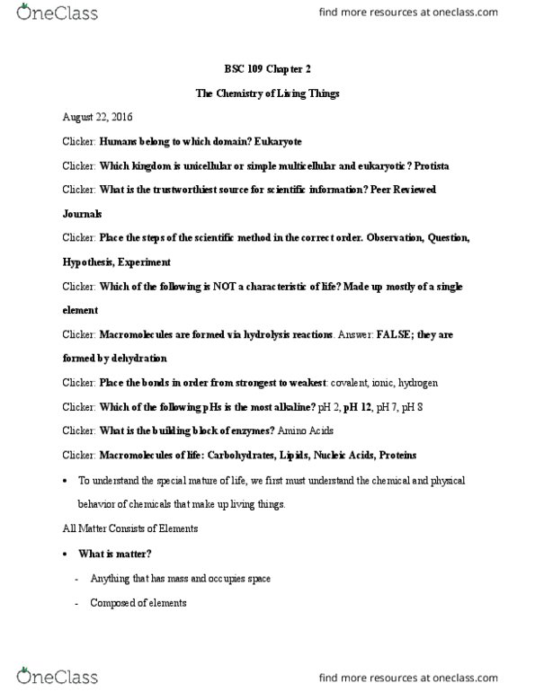 BSC 109 Lecture Notes - Lecture 2: Hydrogen Bond, Ionic Bonding, Hydrogen thumbnail