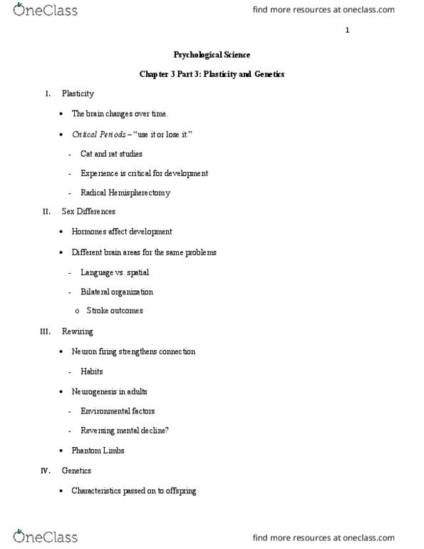 PY 101 Lecture Notes - Lecture 5: Human Genome Project, Gregor Mendel, Hemispherectomy thumbnail