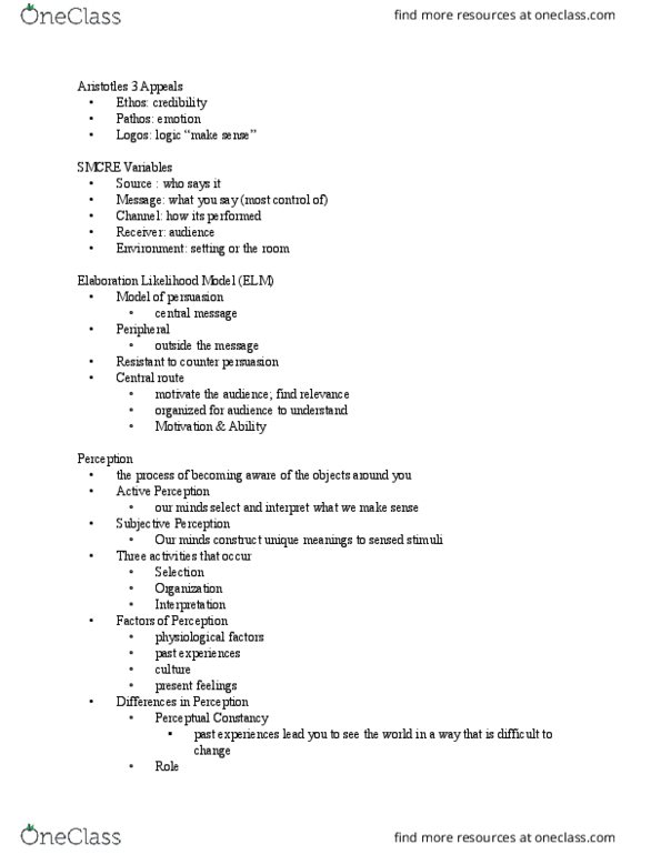 COM 1000 Lecture Notes - Lecture 3: Elaboration Likelihood Model, Pathos, Weight Loss thumbnail