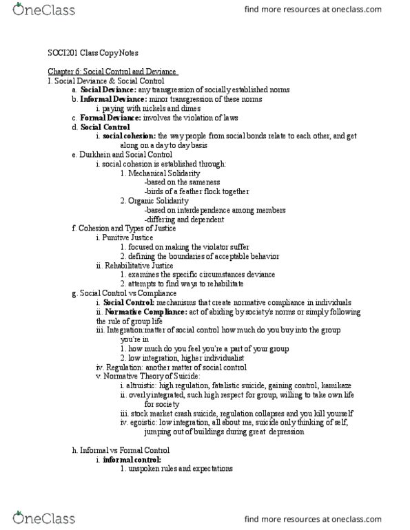 SOCI201 Lecture Notes - Lecture 6: Labeling Theory, G2 Phase, Ritualism In The Church Of England thumbnail