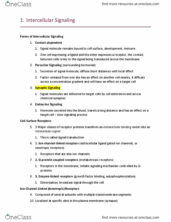 BIO 3153 Lecture Notes - Lecture 17: Neurotransmitter Receptor, Electrochemical Gradient, Signal Transduction thumbnail