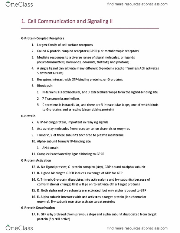 BIO 3153 Lecture Notes - Lecture 18: Adenylyl Cyclase, Arrestin, Somatostatin thumbnail