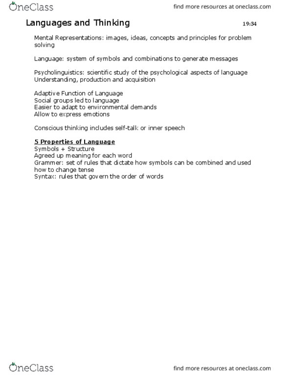 Psychology 1000 Chapter Notes - Chapter 9: Representativeness Heuristic, Deep Structure And Surface Structure, Morpheme thumbnail