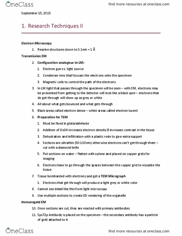 BIO 3153 Lecture Notes - Lecture 3: Scanning Electron Microscope, Diamond Knife, Electron Gun thumbnail