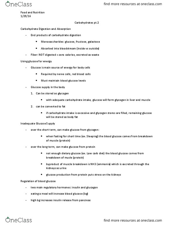 FDNS 2100 Lecture Notes - Lecture 4: Ketone Bodies, Blood Sugar, Ketosis thumbnail