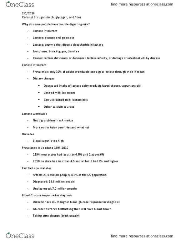 FDNS 2100 Lecture Notes - Lecture 5: Intestinal Villus, Lactase, Kidney Disease thumbnail