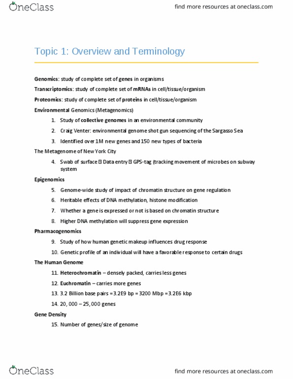 BPS 3101 Lecture Notes - Lecture 1: Craig Venter, Metagenomics, Pharmacogenomics thumbnail