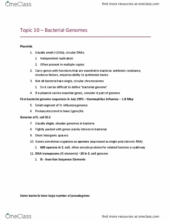 BPS 3101 Lecture Notes - Lecture 10: Haemophilus Influenzae, Mycobacterium Tuberculosis, Mycobacterium Leprae thumbnail