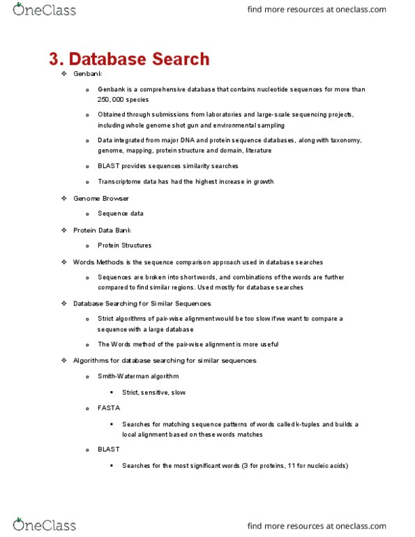 BCH 4300 Lecture Notes - Lecture 3: Genbank, Transcriptome, Protein Structure thumbnail