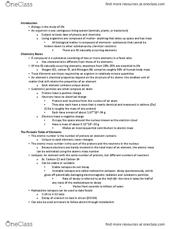 BSC 114 Lecture Notes - Lecture 1: Mass Number, Valence Electron, Atomic Orbital thumbnail