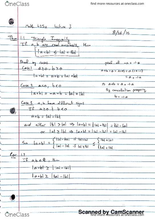 MATH 425A Lecture 3: August 26th: Triangle Inequality, Supremum, and Completeness thumbnail