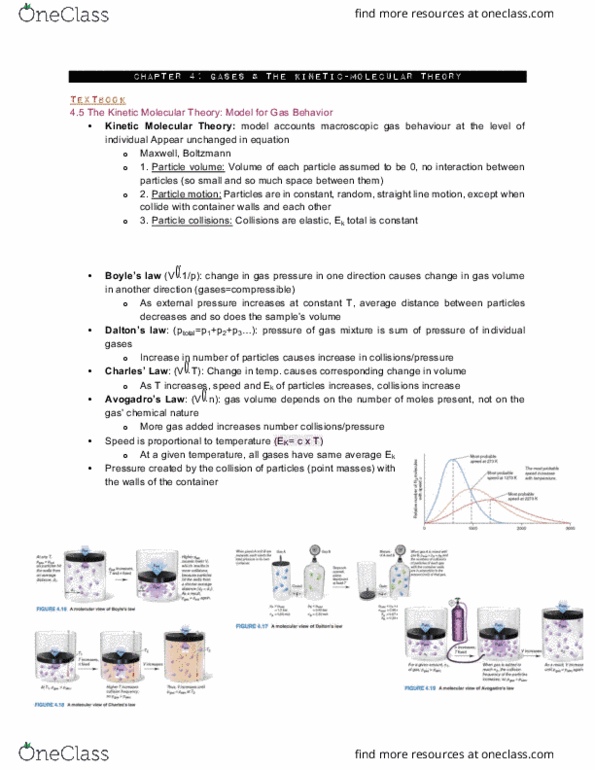 CHEM 110 Chapter Notes - Chapter 4: Kinetic Theory Of Gases, Molar Mass, Effusion thumbnail