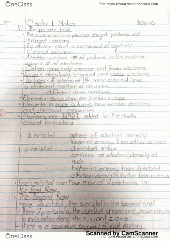 CHEM 3603 Chapter 1: CHEM 3603: Organic Chem- Chapter 1 notes thumbnail