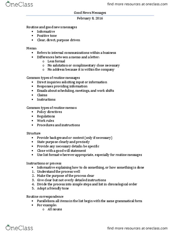 ENG 1131 Lecture Notes - Lecture 1: Positive Tone, Internal Communications thumbnail