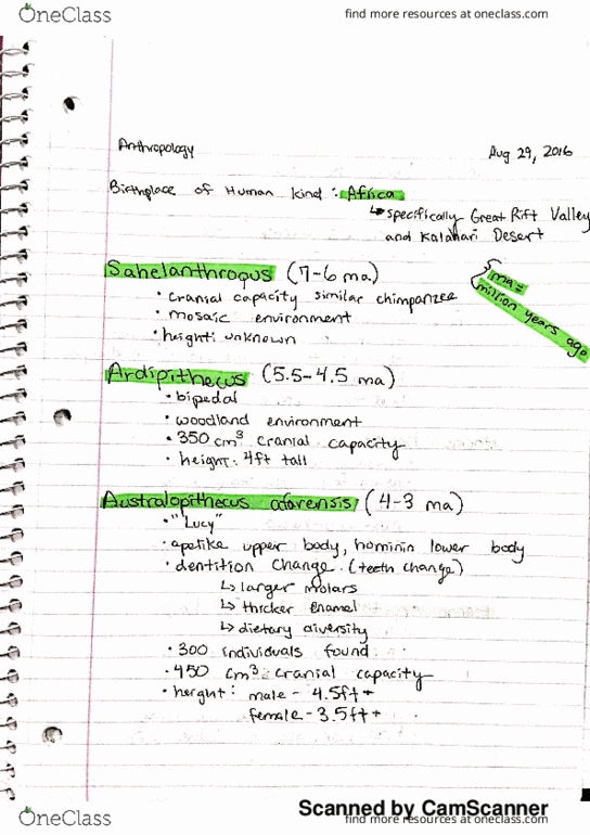 ANTH 1135 Lecture 3: Anthropology Notes Aug 29 thumbnail