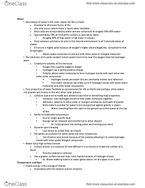 BSC 114 Lecture Notes - Lecture 2: Hydrogen Bond, Ionic Compound, Kinetic Energy thumbnail