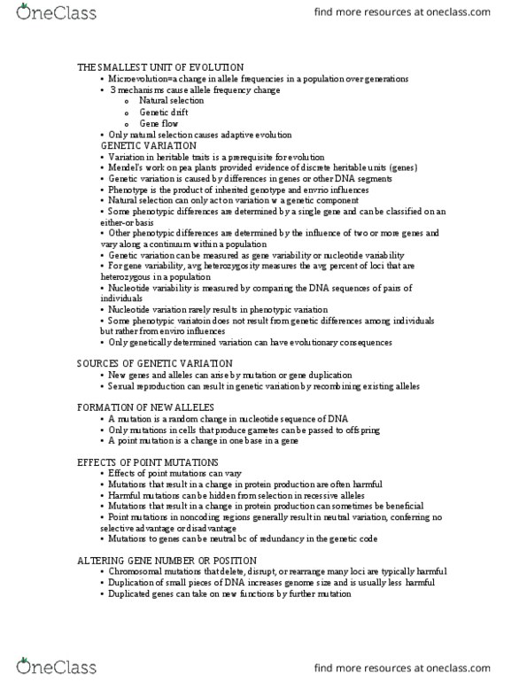 BIOL 102 Lecture Notes - Lecture 4: Allele Frequency, Genotype Frequency, Gene Duplication thumbnail