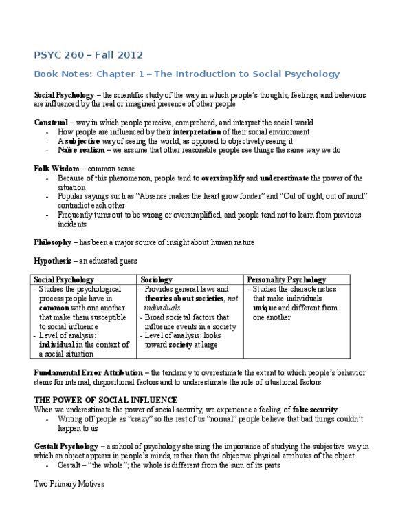 PSYC 260 Chapter Notes - Chapter 1: Gestalt Psychology, Social Cognition thumbnail