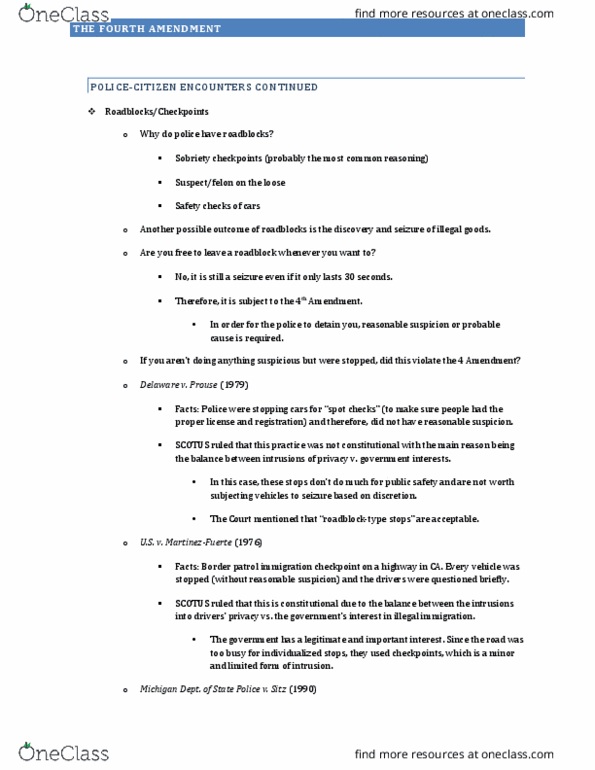 CJ 3552 Lecture Notes - Lecture 11: Random Checkpoint, Weight-Bearing thumbnail