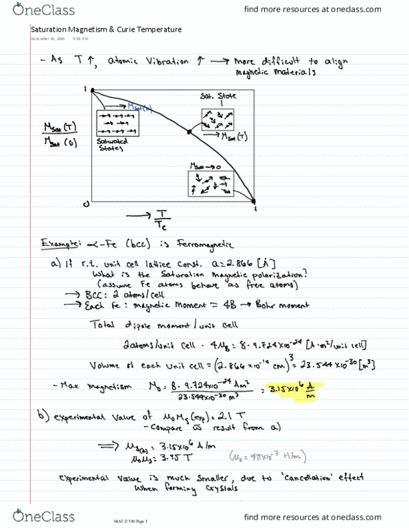 MAT E390 Lecture 34: 34 Saturation Magnetism & Curie Temperature thumbnail