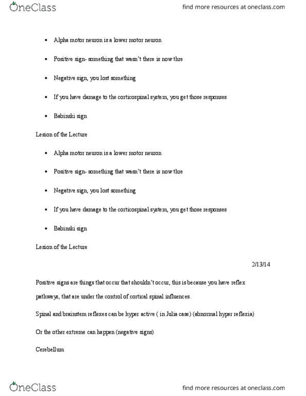 GE CLST 73B Lecture Notes - Lecture 13: Substantia Nigra, Deep Cerebellar Nuclei, Basal Ganglia thumbnail