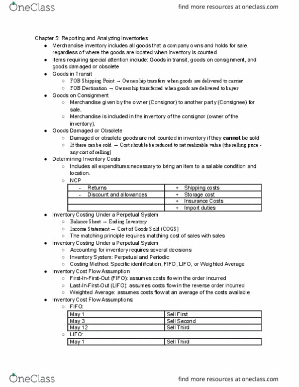 ACCT 2101 Lecture Notes - Lecture 5: Lumber Yard, Consignor, Consignee thumbnail