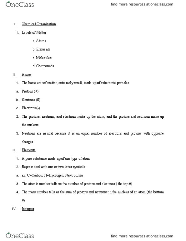 BIOL-AD 101 Lecture Notes - Lecture 5: Covalent Bond, Atomic Number, Actin thumbnail