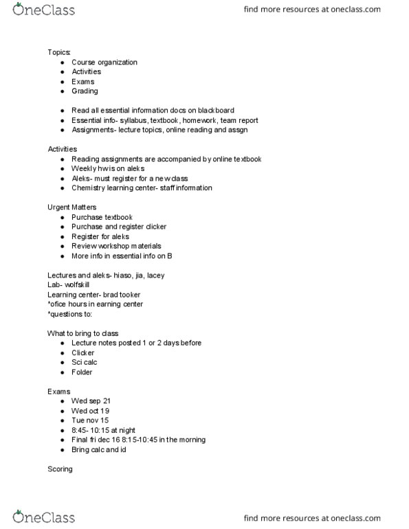 CHE 131 Lecture Notes - Lecture 1: Blackboard thumbnail