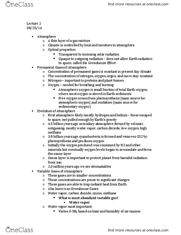 MSC 220 Lecture Notes - Lecture 2: Ideal Gas Law, Ozone Layer, Relative Humidity thumbnail