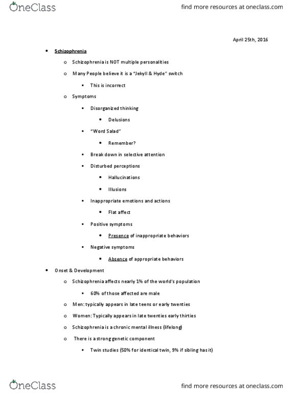 PSY 100 Lecture Notes - Lecture 34: Twin Study, Occipital Lobe, Auditory Cortex thumbnail