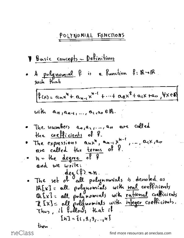 MATH 4041 Lecture 7: Polynomial Function thumbnail