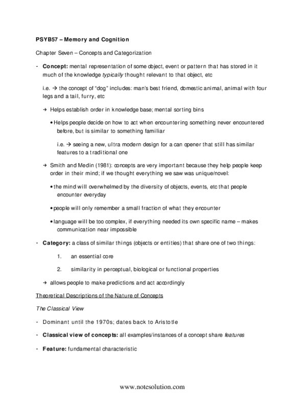 PSYB57H3 Chapter : Concepts and Categorization thumbnail