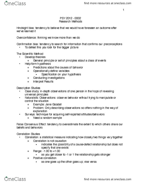 PSY 2012 Lecture 3: PSY 2012 Chapter 1 Research Methods thumbnail