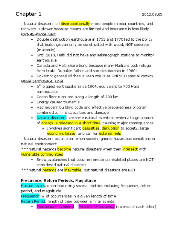 EOSC 114 Lecture Notes - Avalanche, Return Period, Natural Disaster thumbnail