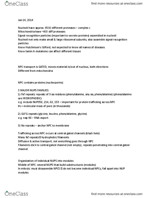 ANAT 262 Lecture Notes - Lecture 2: Nuclear Localization Sequence, Lamin B Receptor, Nummelan Palloseura thumbnail