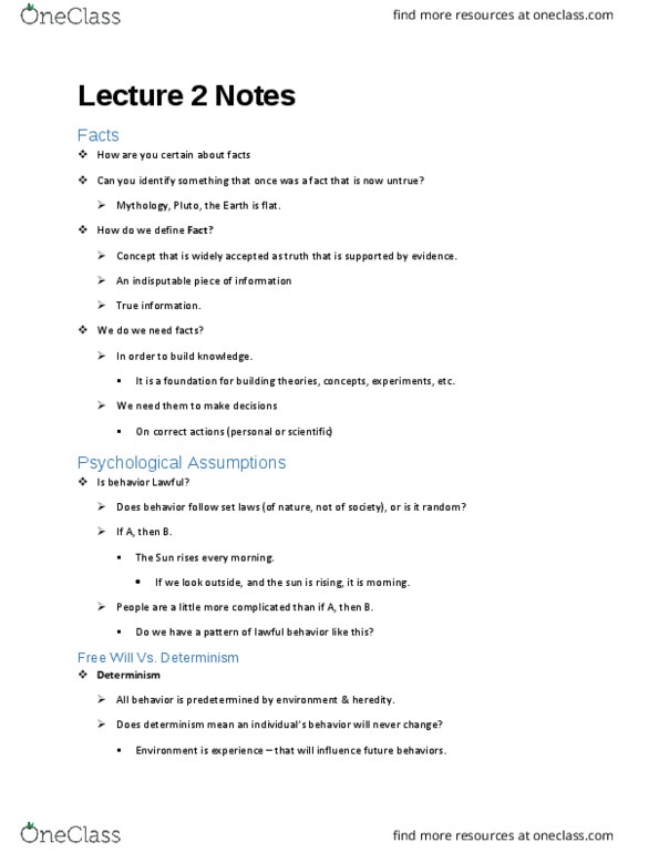 PSY 352 Lecture Notes - Lecture 2: Predicable, Heredity, Spinal Cord thumbnail