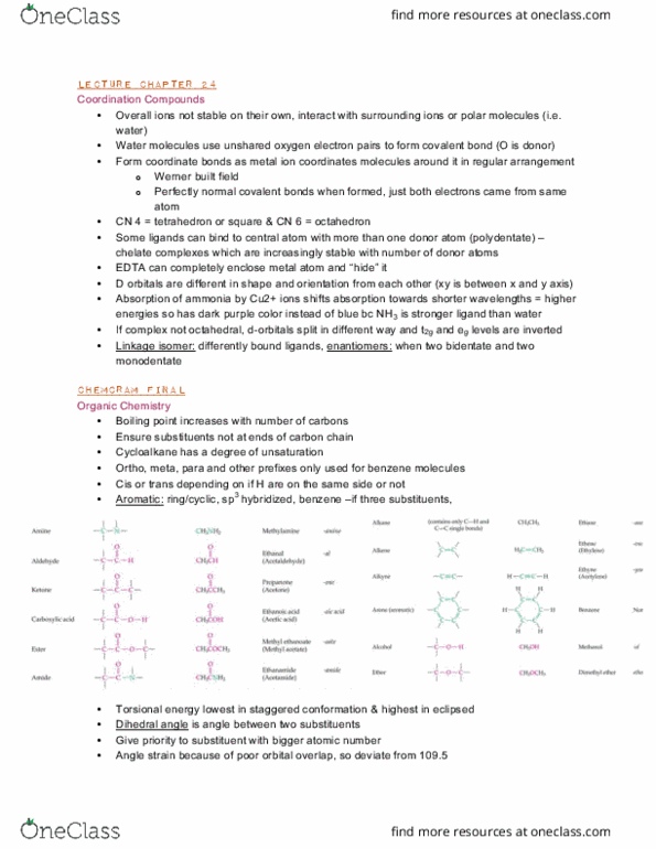 CHEM 110 Lecture Notes - Lecture 24: Coordination Complex, Linkage Isomerism, Denticity thumbnail