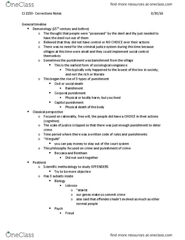 CJ 2430 Lecture Notes - Lecture 4: Demonology thumbnail