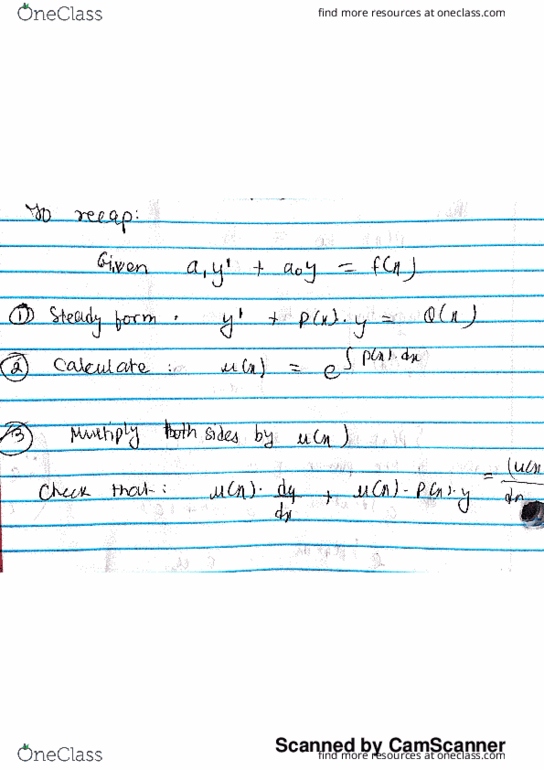 MATH-2221 Lecture 4: recap of 1st order libear equations and examples thumbnail