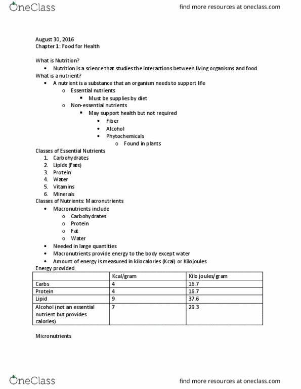 NUSC 1165 Lecture Notes - Lecture 1: Malnutrition thumbnail