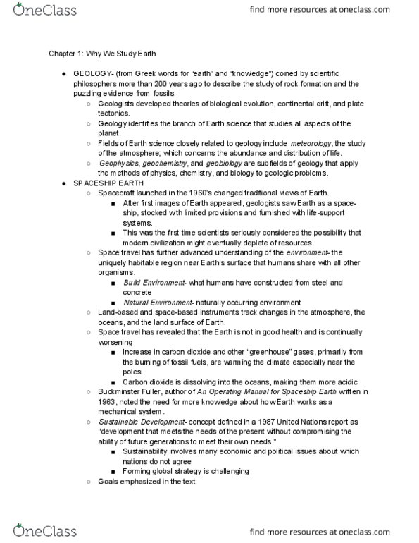 ESCI 1001 Lecture Notes - Lecture 1: Buckminster Fuller, Continental Drift, Geochemistry thumbnail