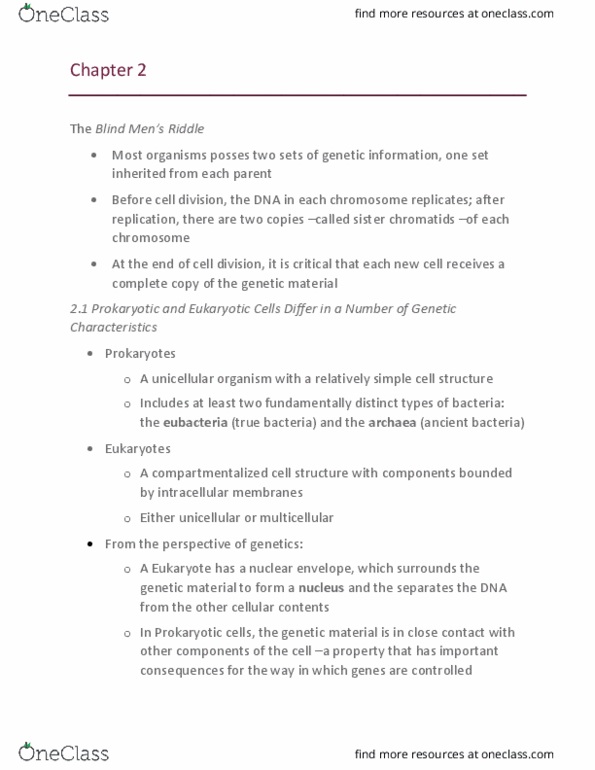 BIOL 352 Chapter Notes - Chapter 2: Plant Virus, Sister Chromatids, Dna Replication thumbnail