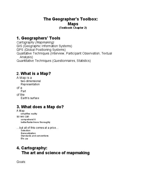 GG102 Chapter Notes - Chapter 2: Cartogram, Contour Line, Map Projection thumbnail