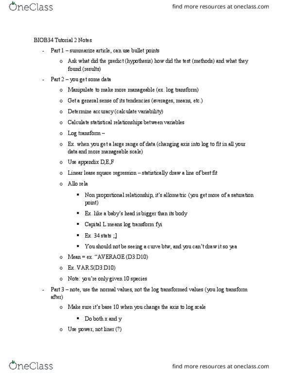 BIOB34H3 Lecture Notes - Lecture 2: Allometry, Rela, Thermodynamics thumbnail