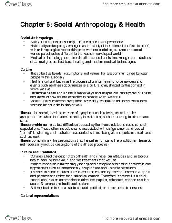 HLTA02H3 Chapter Notes - Chapter 5: Medical Anthropology, Homeopathy, Herbalism thumbnail