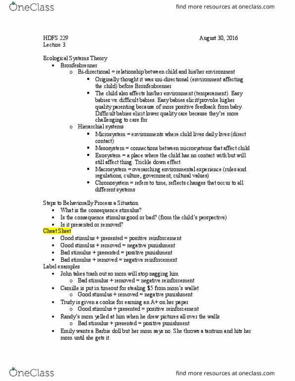 HD FS 229 Lecture Notes - Lecture 3: Ecological Systems Theory, Apache Hadoop, Reinforcement thumbnail