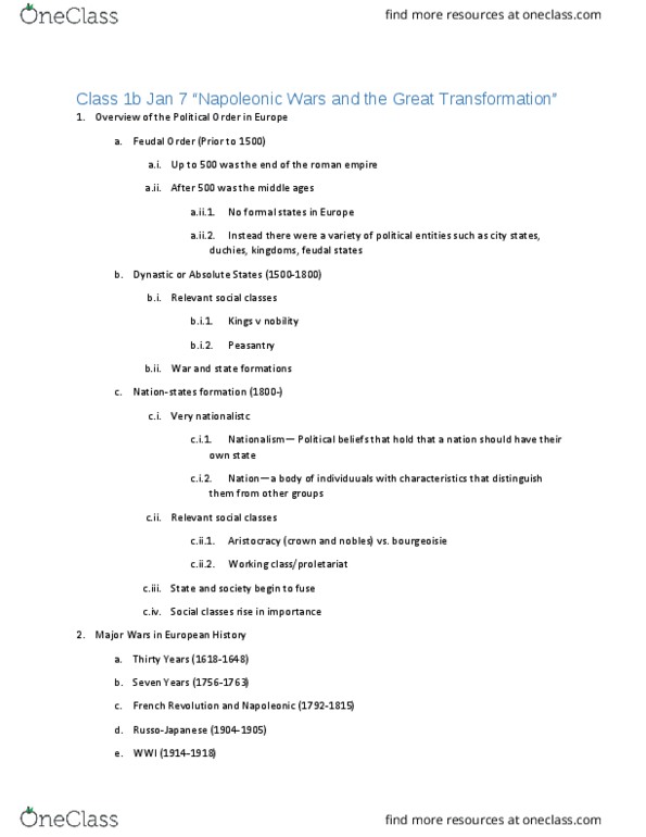 PLSC 27600 Lecture Notes - Lecture 1: Unification Of Germany, Nationstates, Fokker E.Ii thumbnail