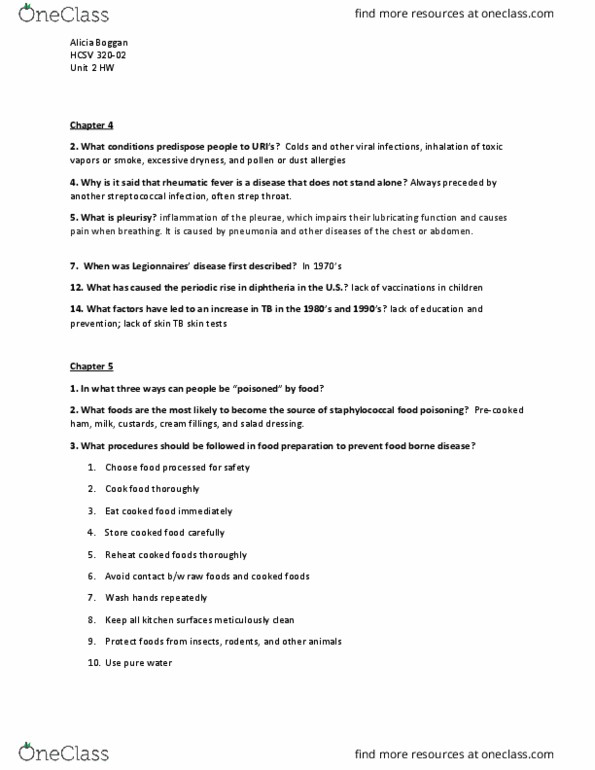 HCSV 320 Lecture Notes - Lecture 2: Staphylococcus, Anti-Tetanus Immunoglobulin, Infectious Mononucleosis thumbnail