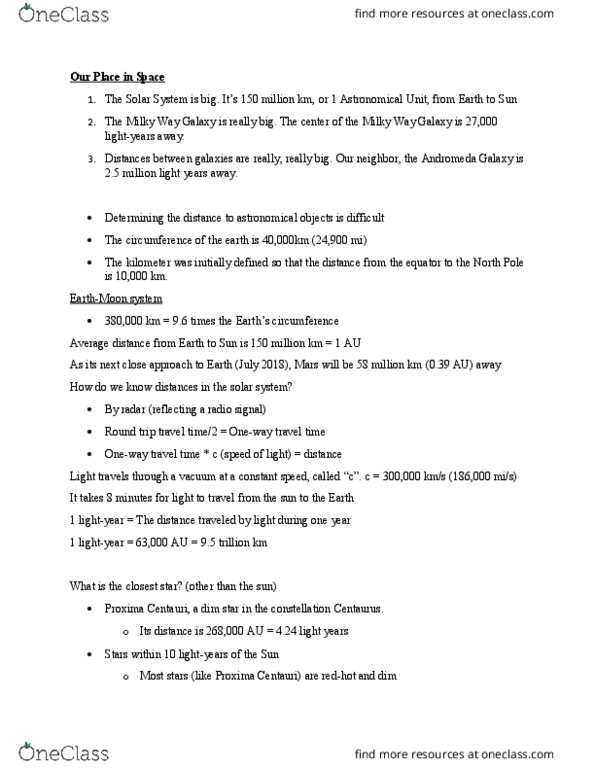 ASTRON 1101 Lecture Notes - Lecture 2: Astronomical Unit, Sun-2, Interplanetary Spaceflight thumbnail